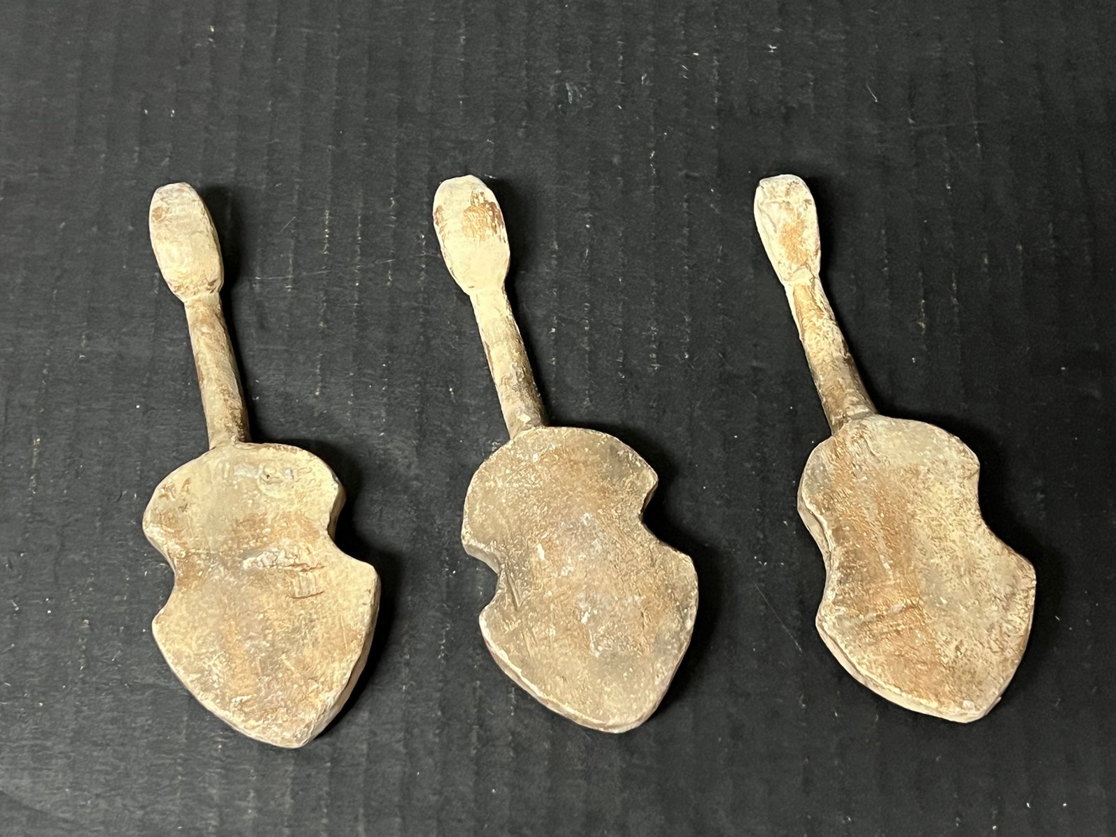 Carved Wood Miniature Guitar Instrument Lot of 3 - 5