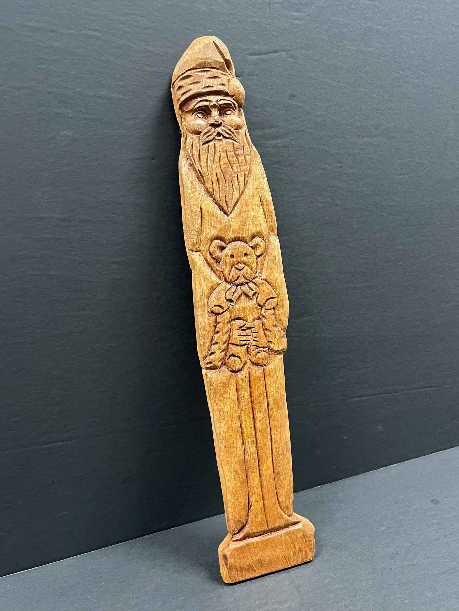 Carved Wooden Santa Claus Wall Plaque Sculpture - 5