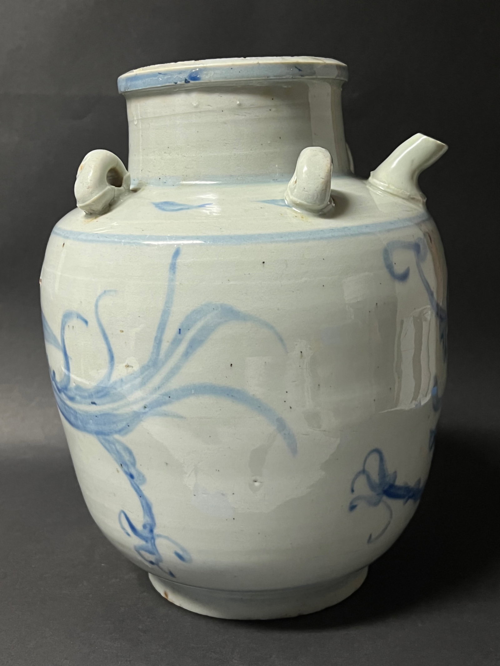 Chinese Porcelain Blue and White Oil Pot - 6