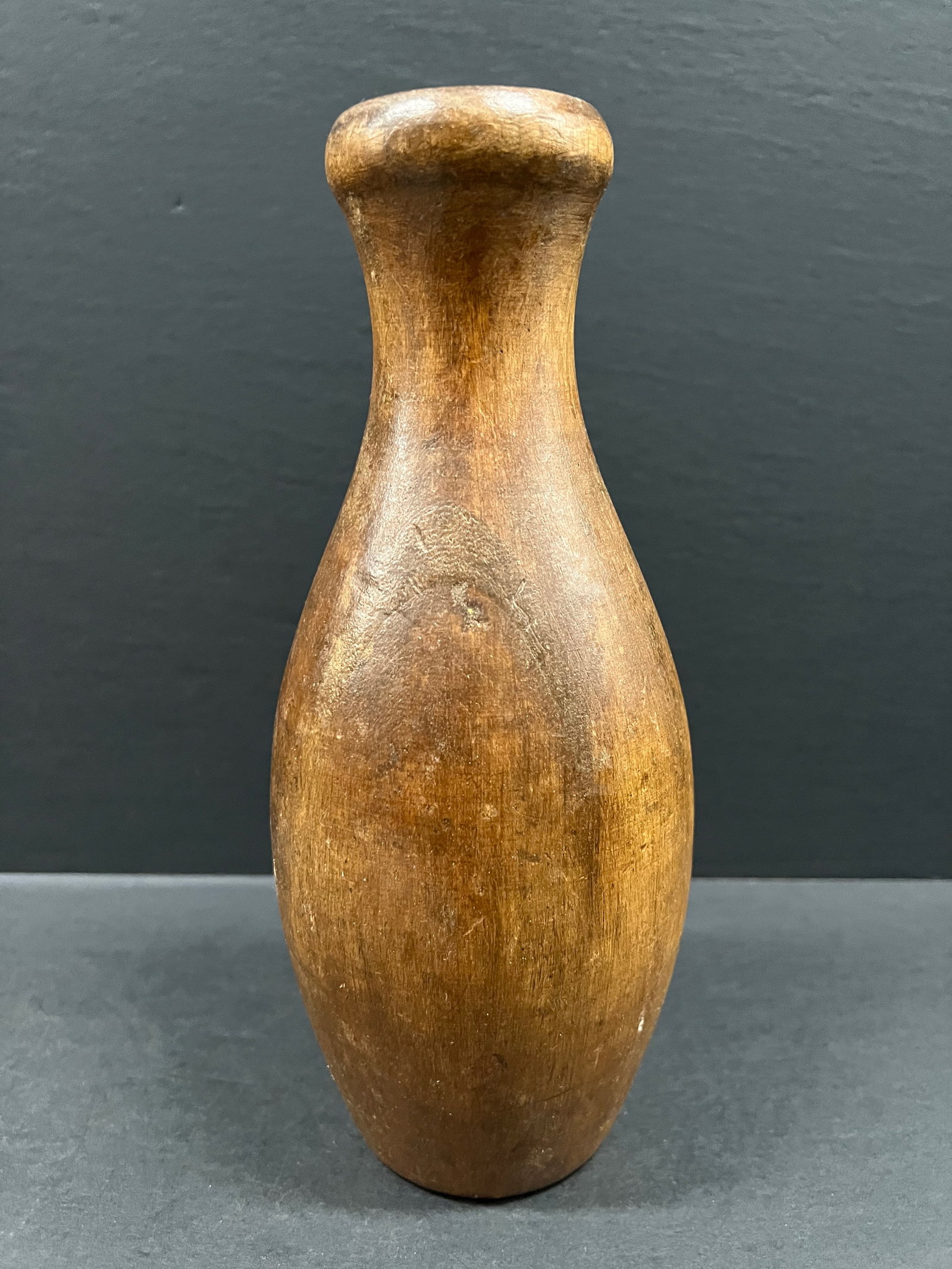 Carved Wood Flower Vase Sculpture - 2