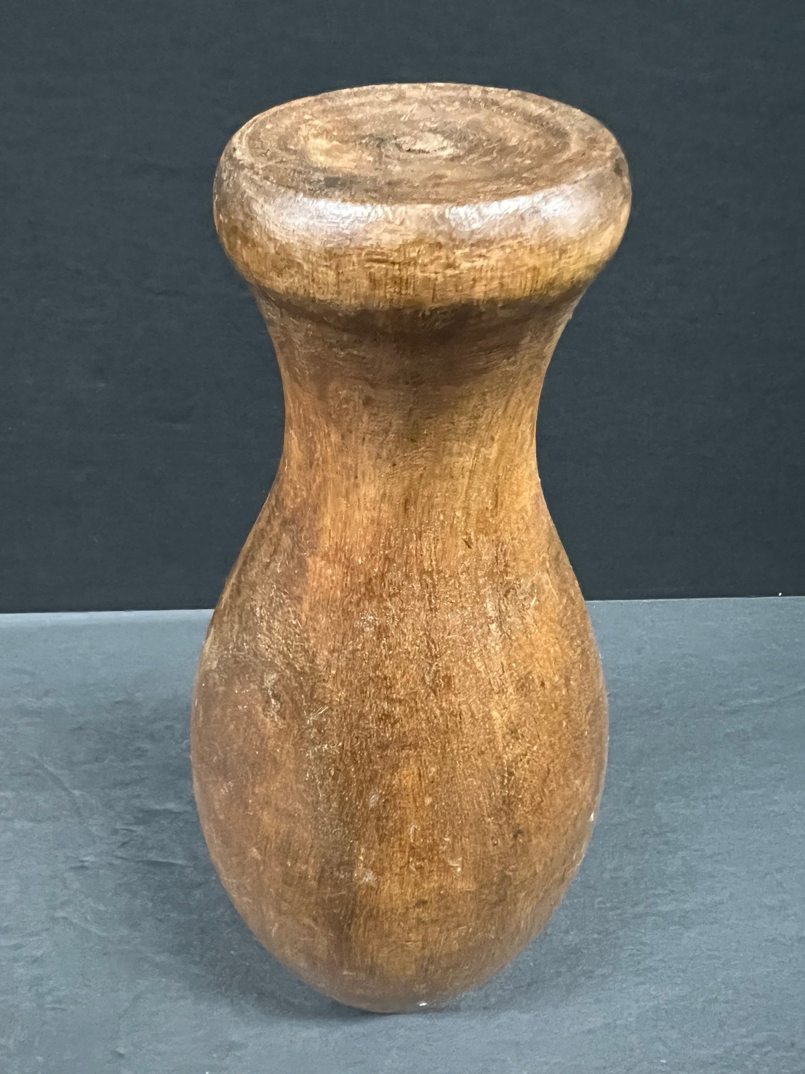 Carved Wood Flower Vase Sculpture - 6