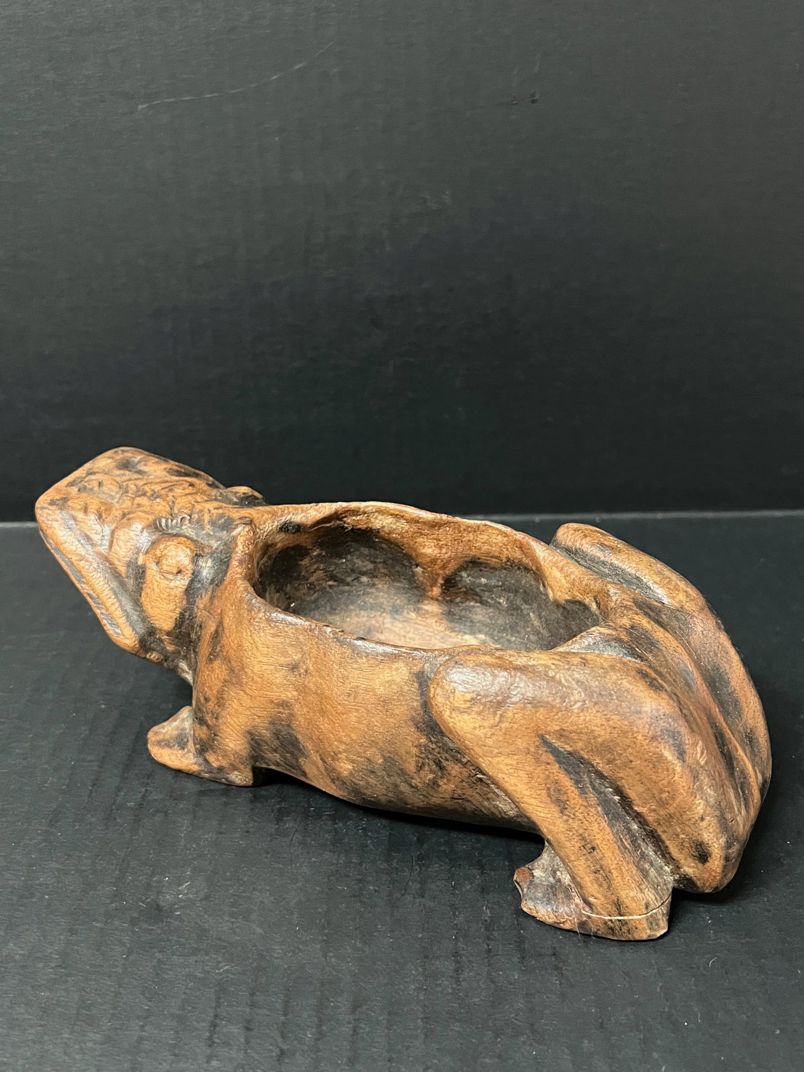 Carved Wooden Frog Sculpture - 4