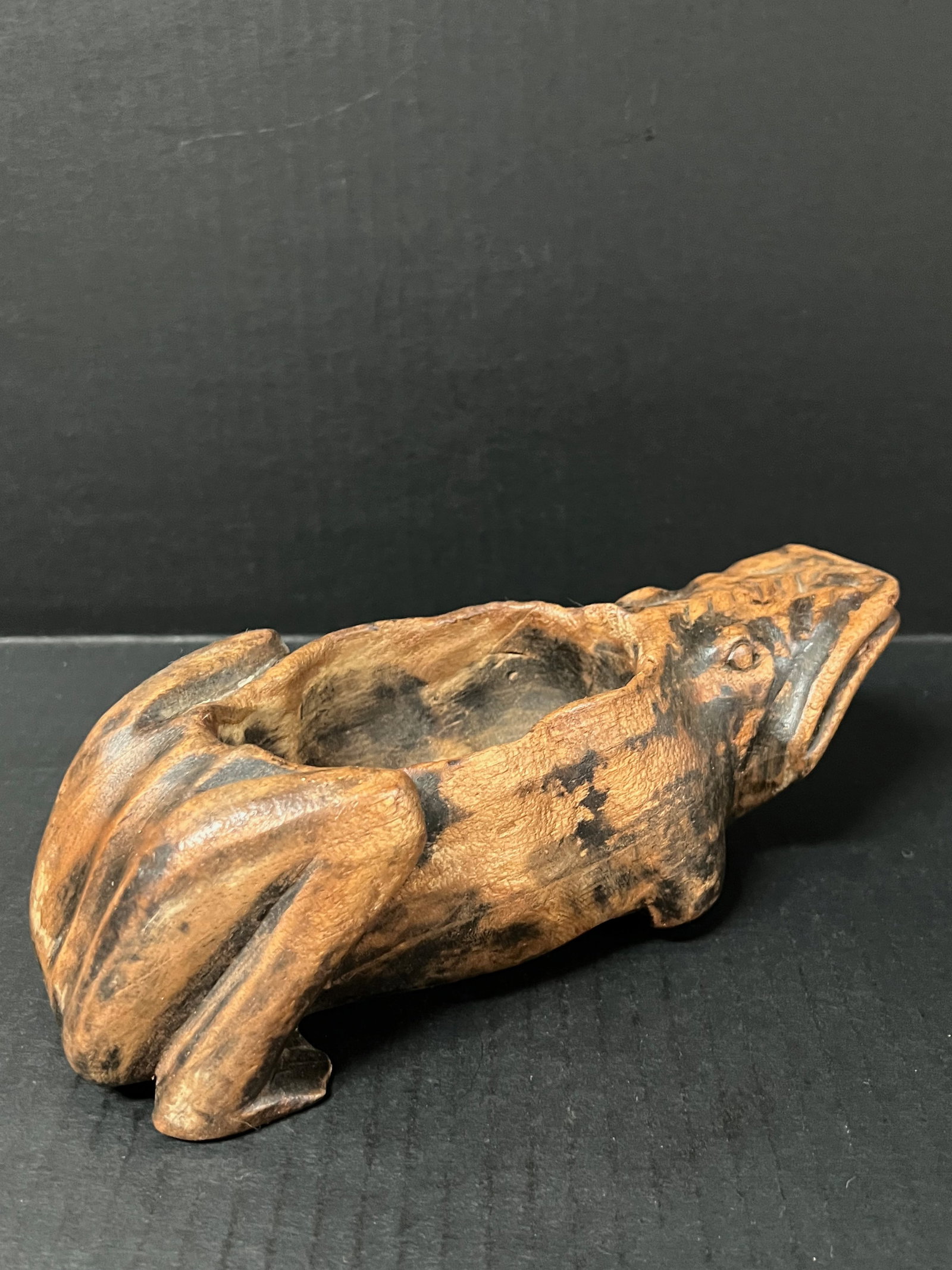 Carved Wooden Frog Sculpture - 7