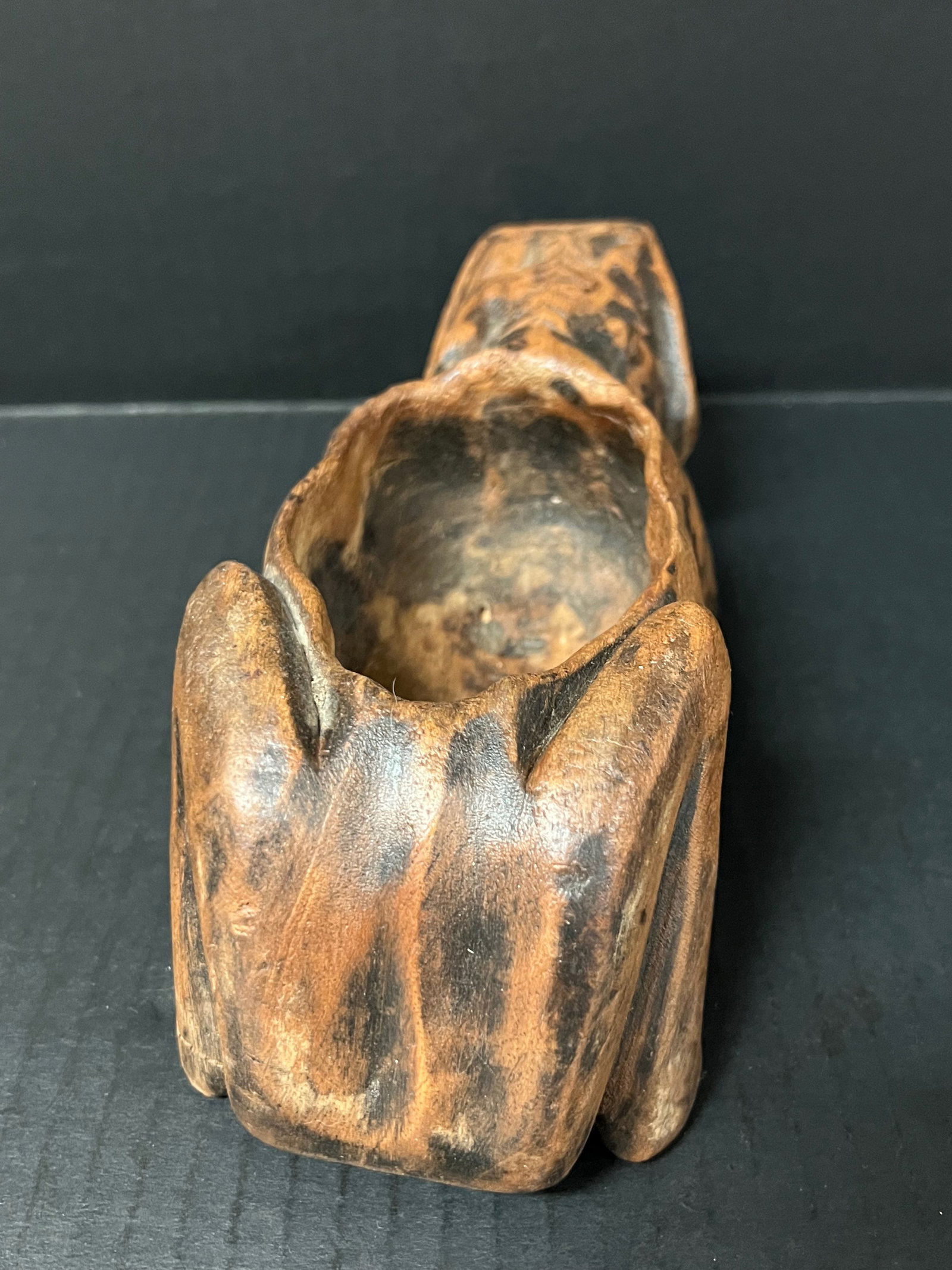 Carved Wooden Frog Sculpture - 8