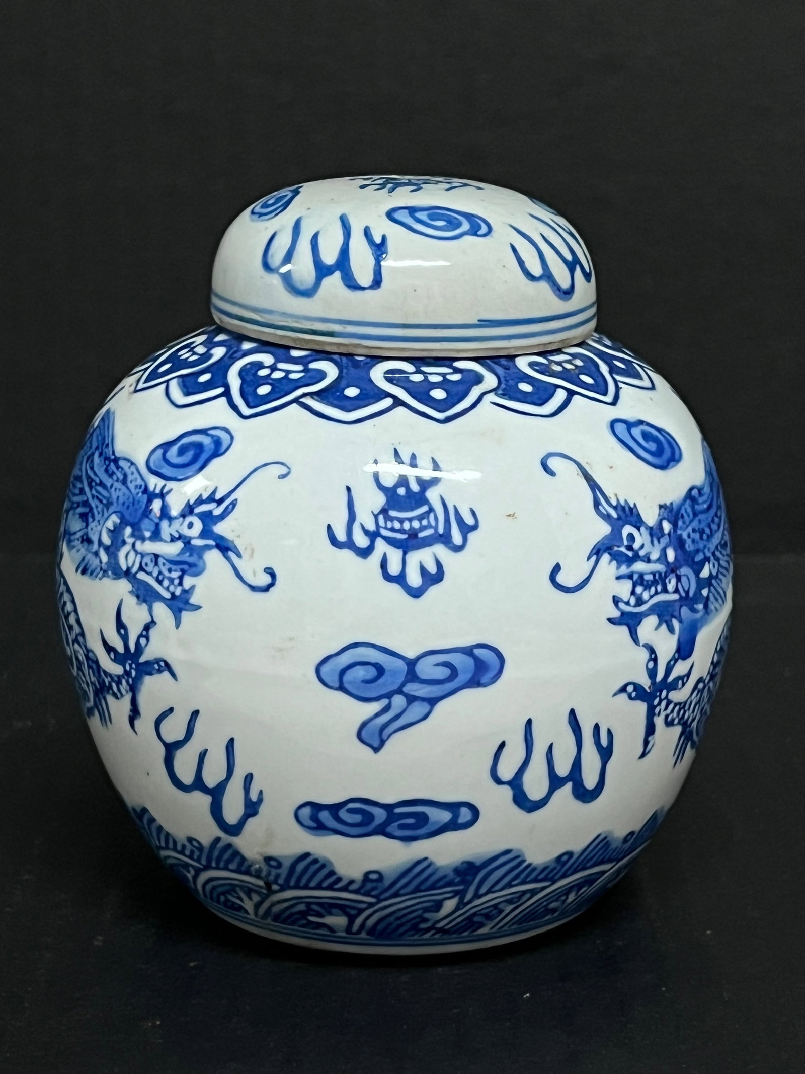 Porcelain Blue and White Bulb Vase - 2