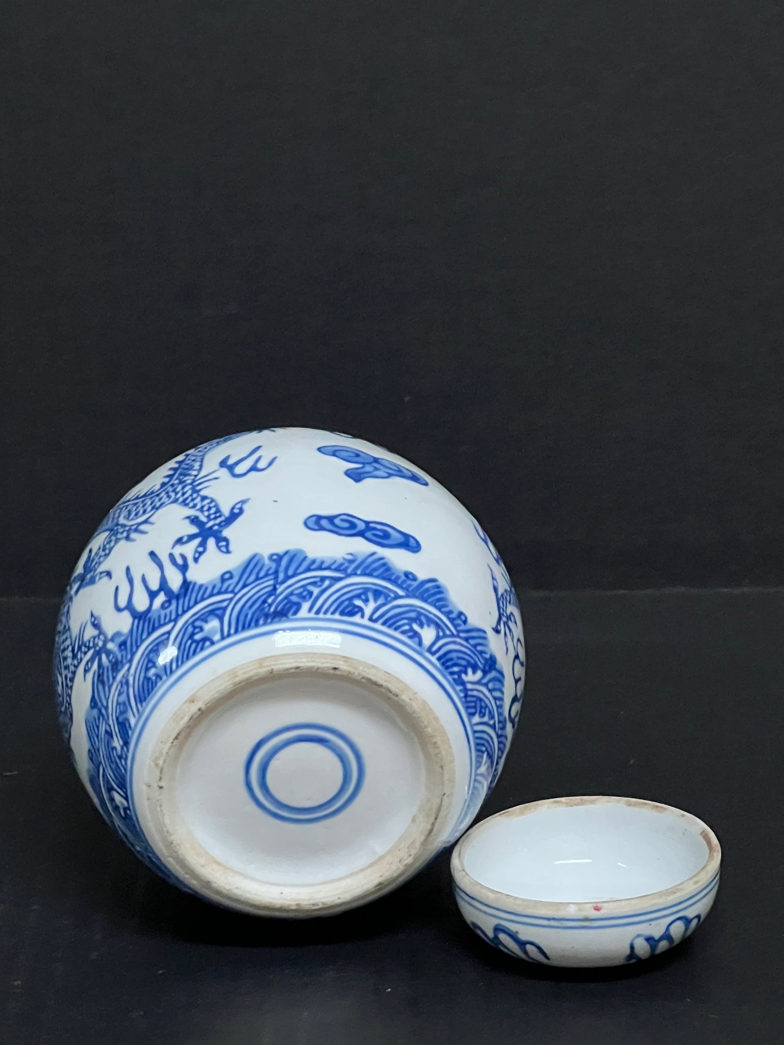 Porcelain Blue and White Bulb Vase - 6