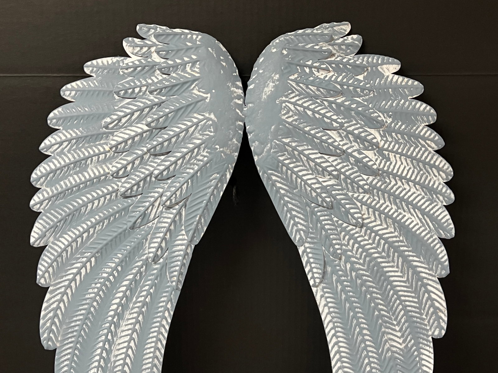 Painted Tin Metal Wings Sculpture - 4