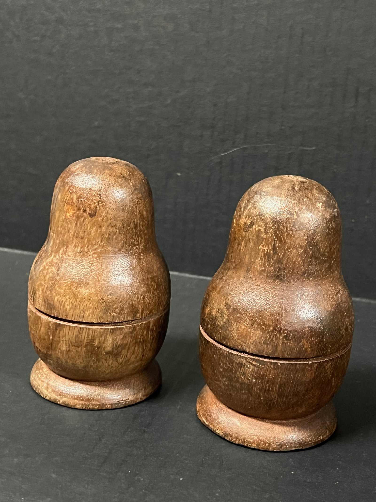 Pair of Carved Wooden Doll Sculpture - 2