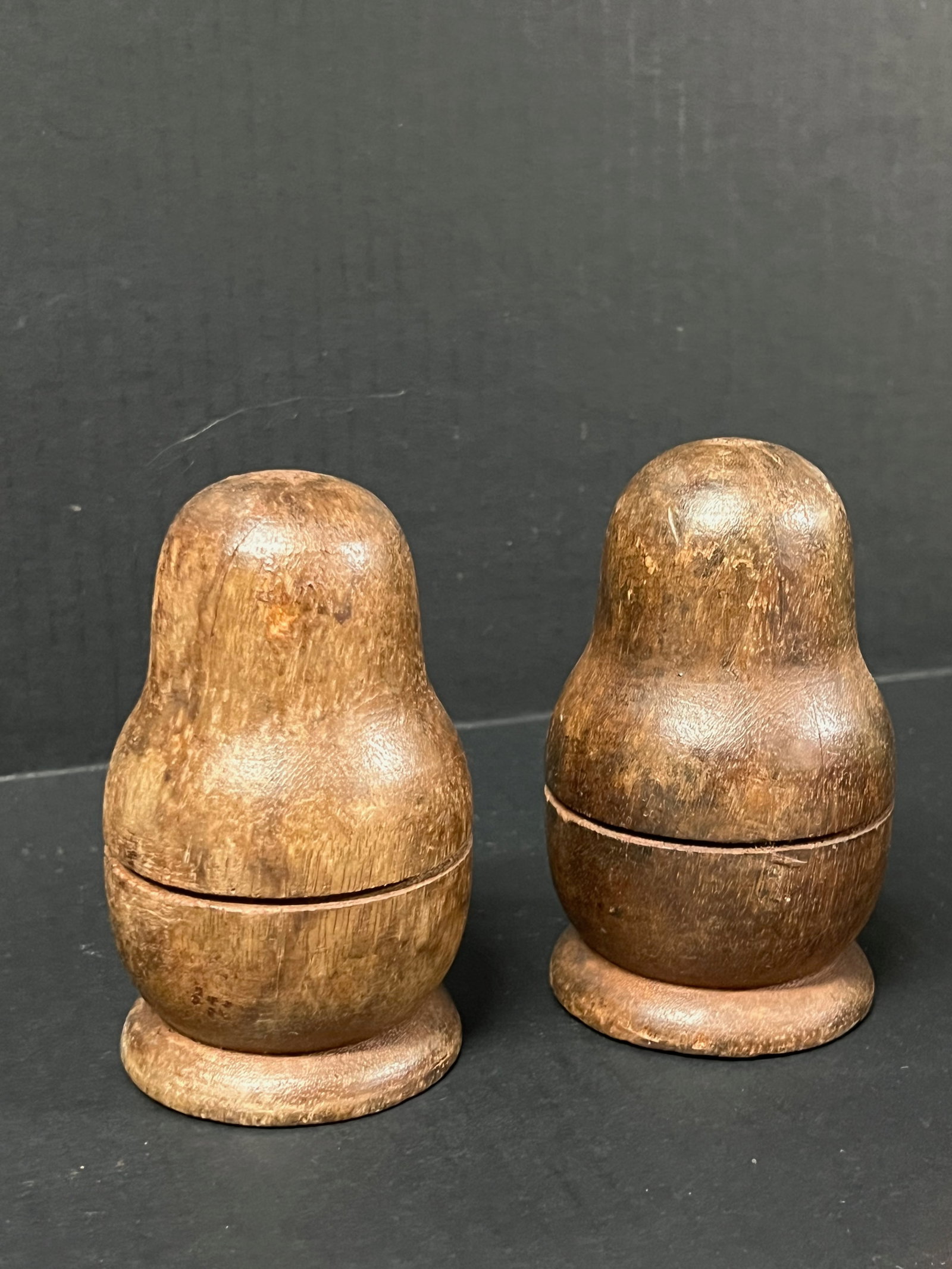 Pair of Carved Wooden Doll Sculpture - 3