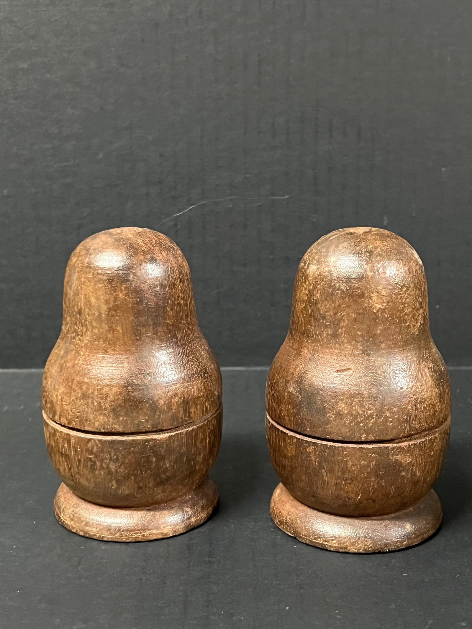 Pair of Carved Wooden Doll Sculpture - 4