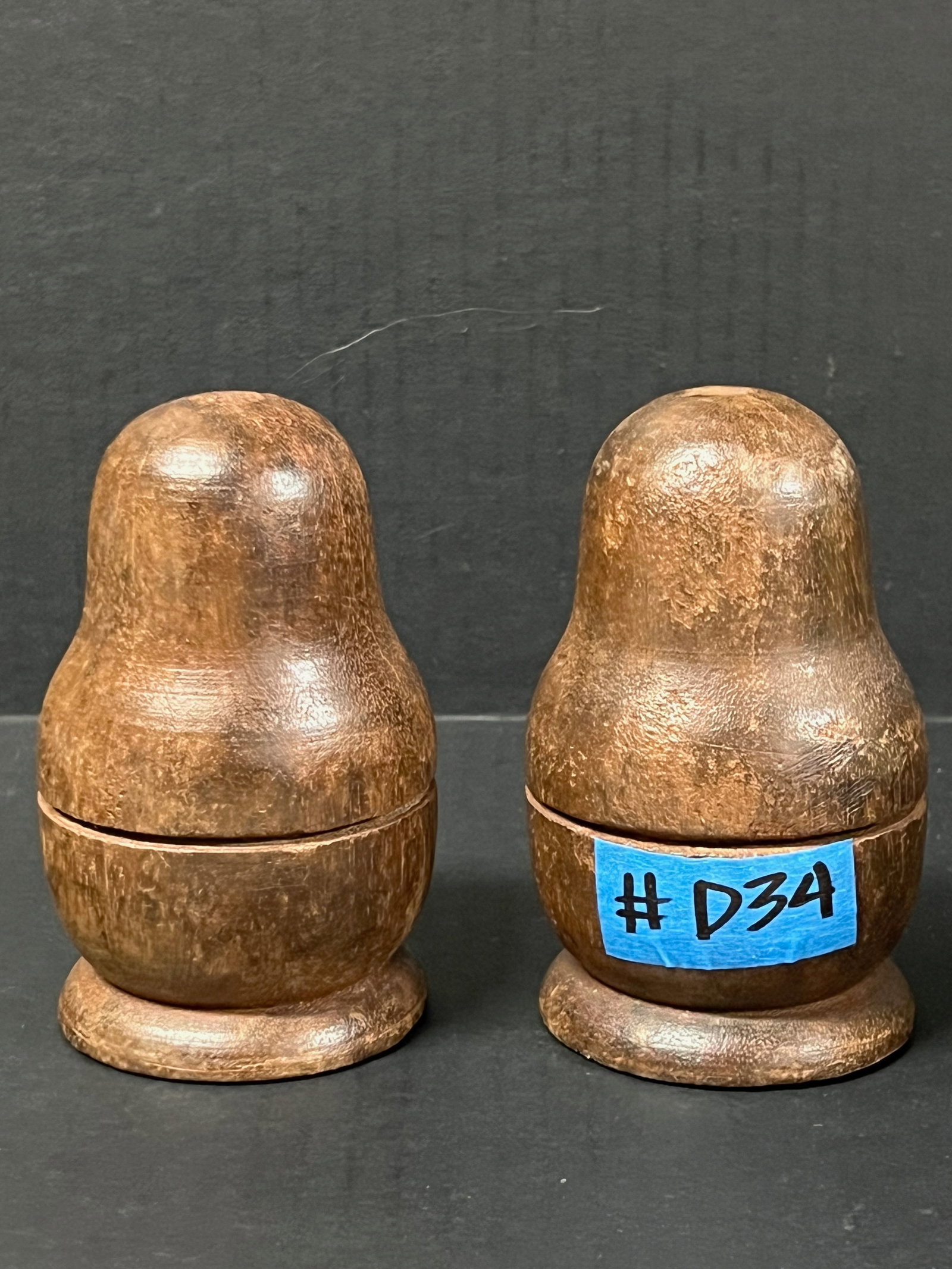 Pair of Carved Wooden Doll Sculpture - 6