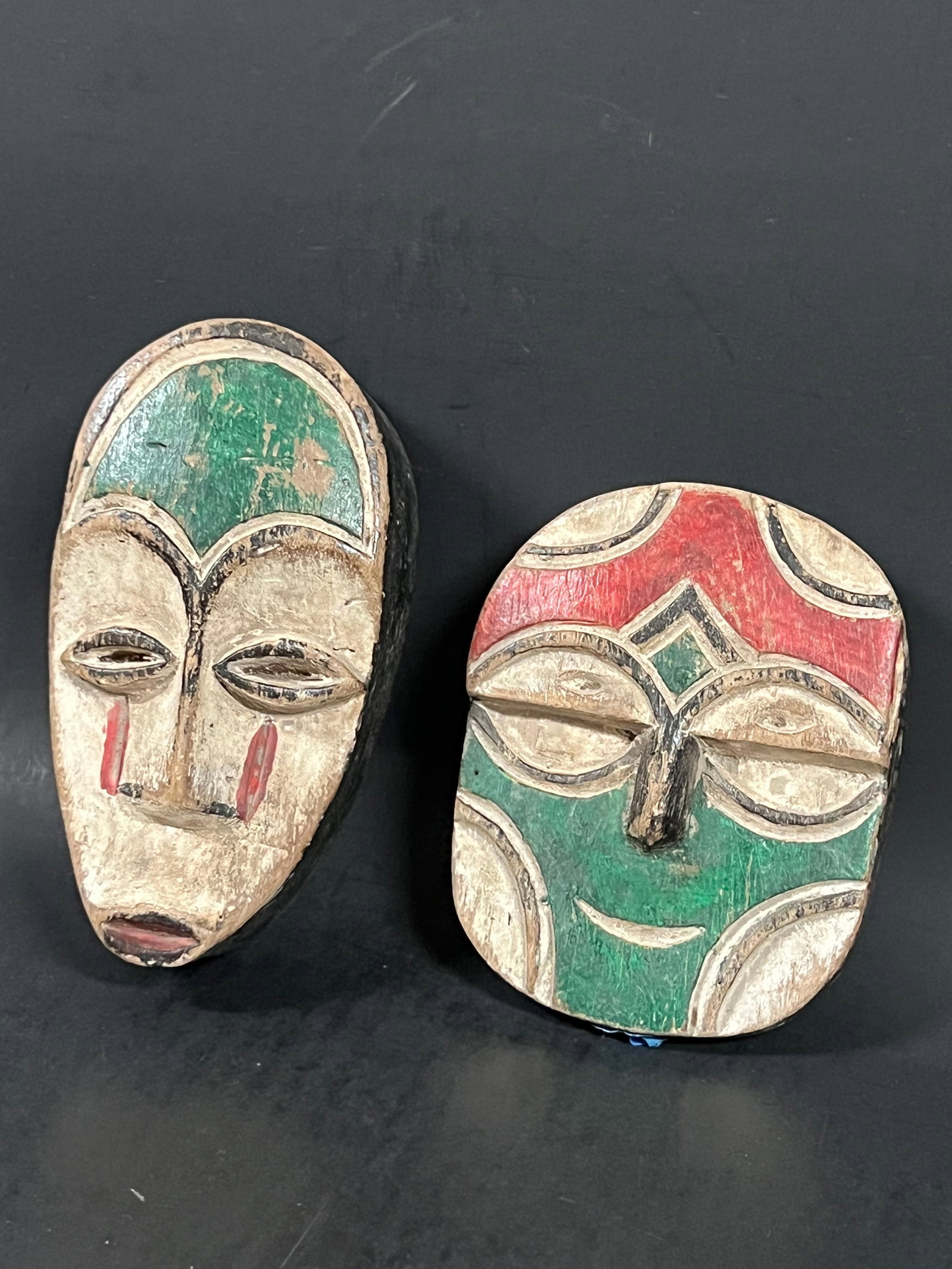 African Art Carved Wood Passport Mask Lot of 2 - 2