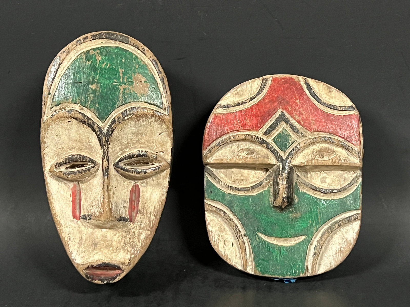 African Art Carved Wood Passport Mask Lot of 2 - 4