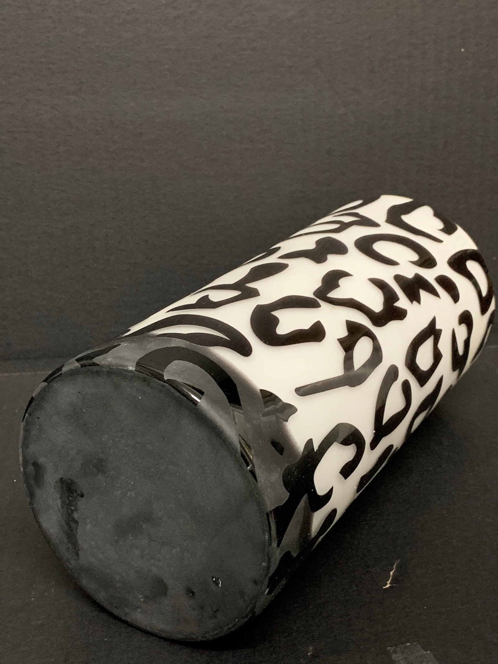 Black and White Frosted Art Glass Flower Vase - 6