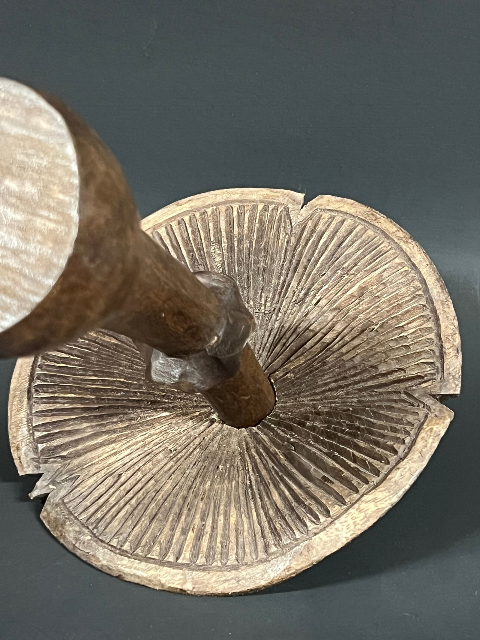 Carved Wood Mushroom Sculpture - 7