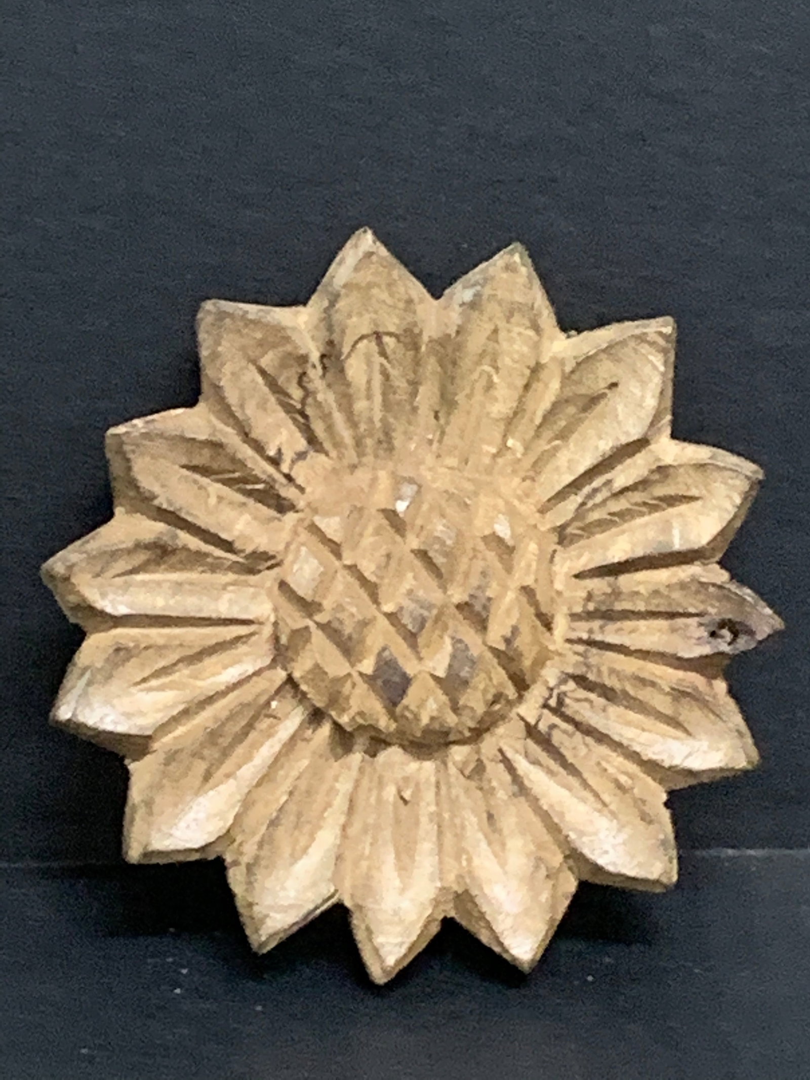 Carved Wood Sunflower Sculpture Lot of 2 - 3