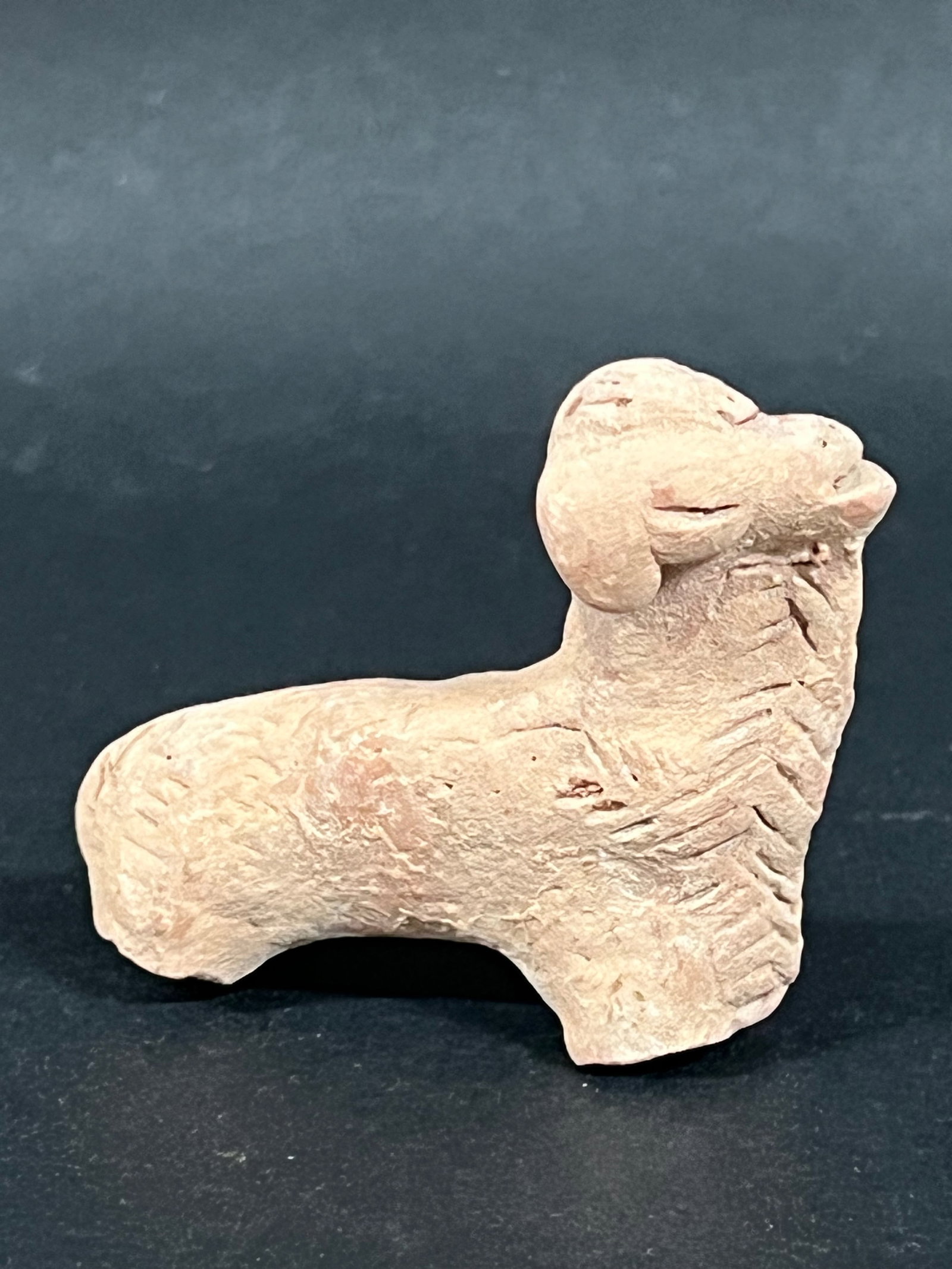 Roman Art Style Terra Cotta Ram Figure: Title: Roman Art Style Terra Cotta Ram Figure Description: Roman Art Style Terra Cotta Ram Sculpture Date/Period: Late 20th Century Materials: Terra Cotta Size: 2.5" h x 3" w Reserve: $40.00