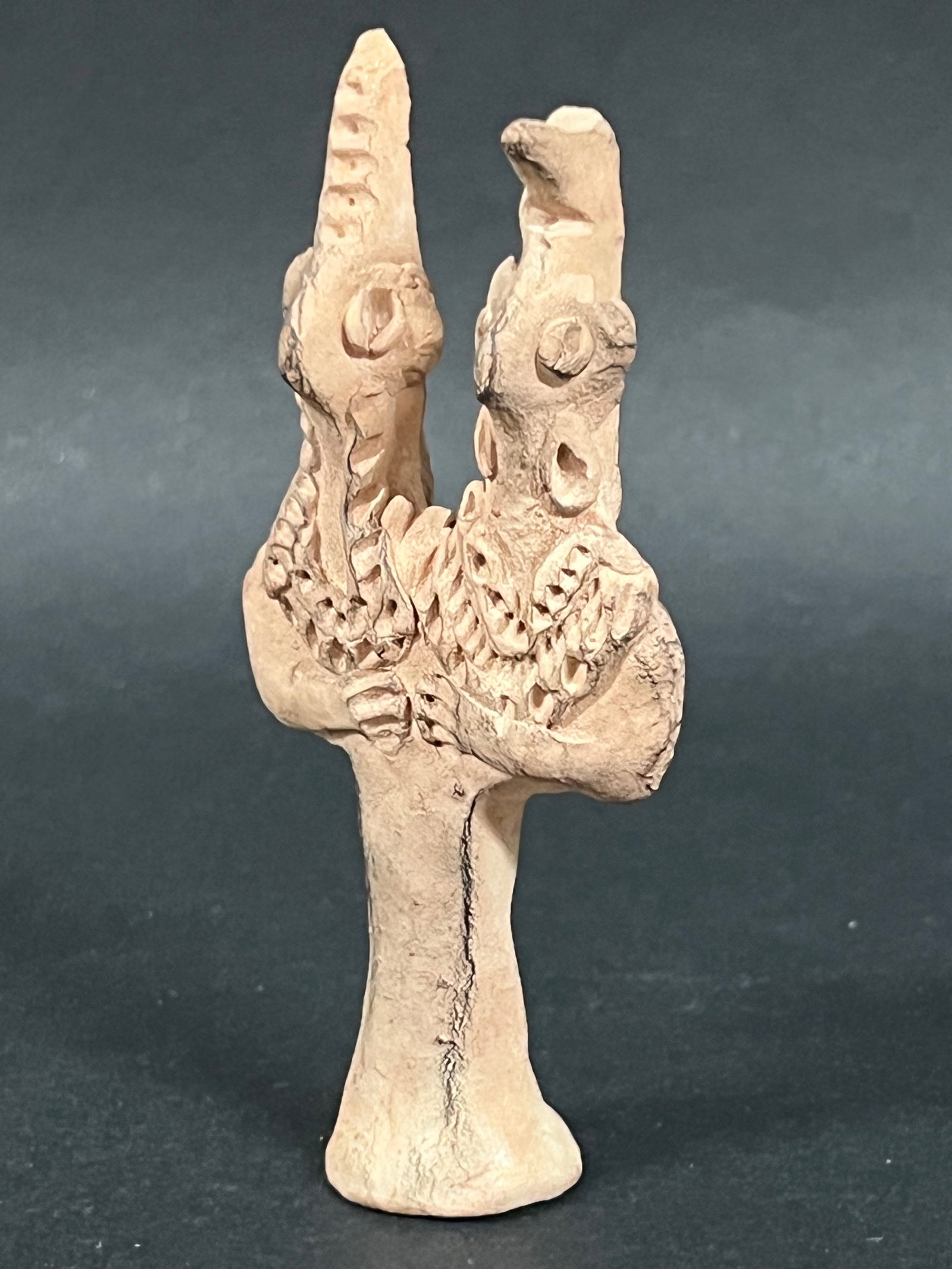 Roman Art Style Terra Cotta Double Headed Goddess Figure - 3