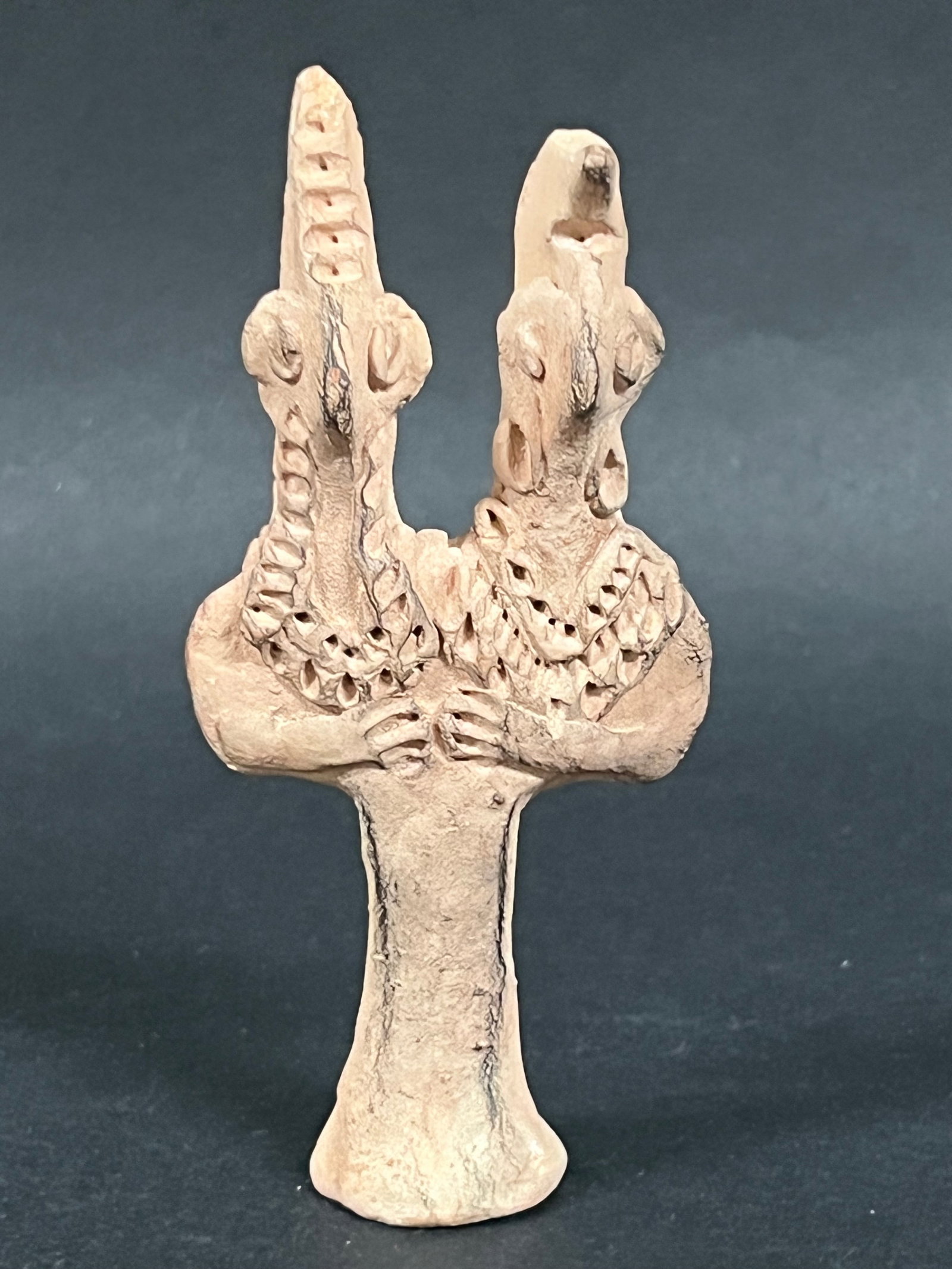 Roman Art Style Terra Cotta Double Headed Goddess Figure - 5