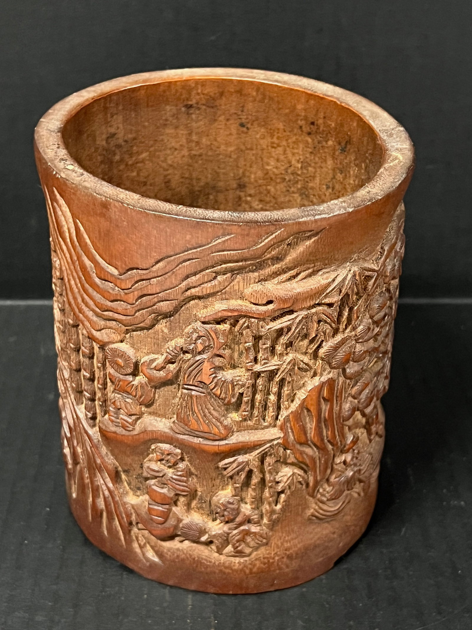 Chinese Art Carved Bamboo Brushpot - 2