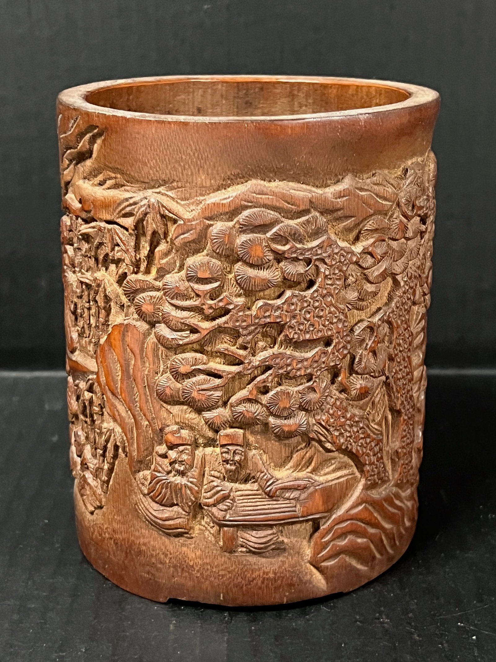 Chinese Art Carved Bamboo Brushpot - 3