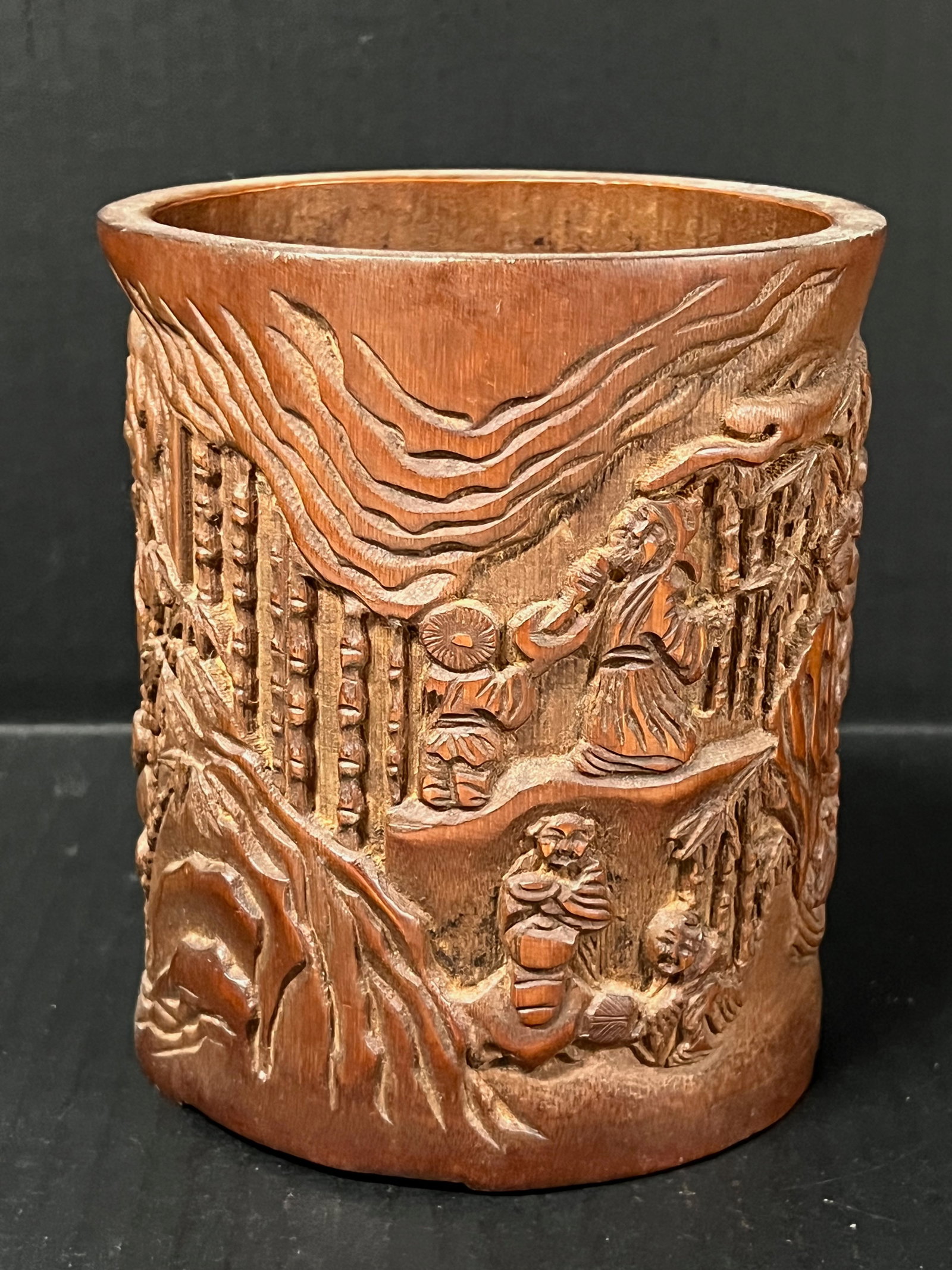 Chinese Art Carved Bamboo Brushpot - 5