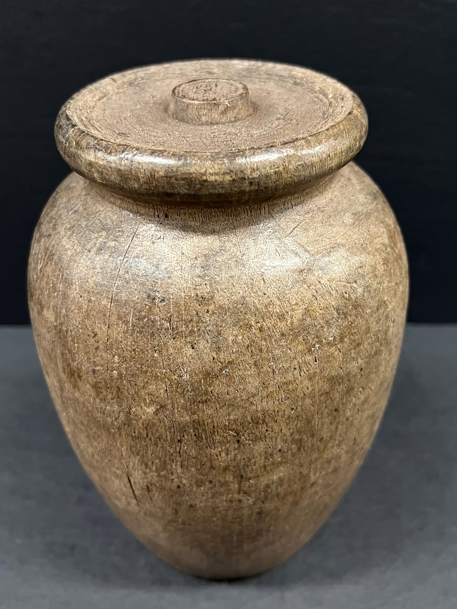 Carved Wood Urn Sculpture - 2