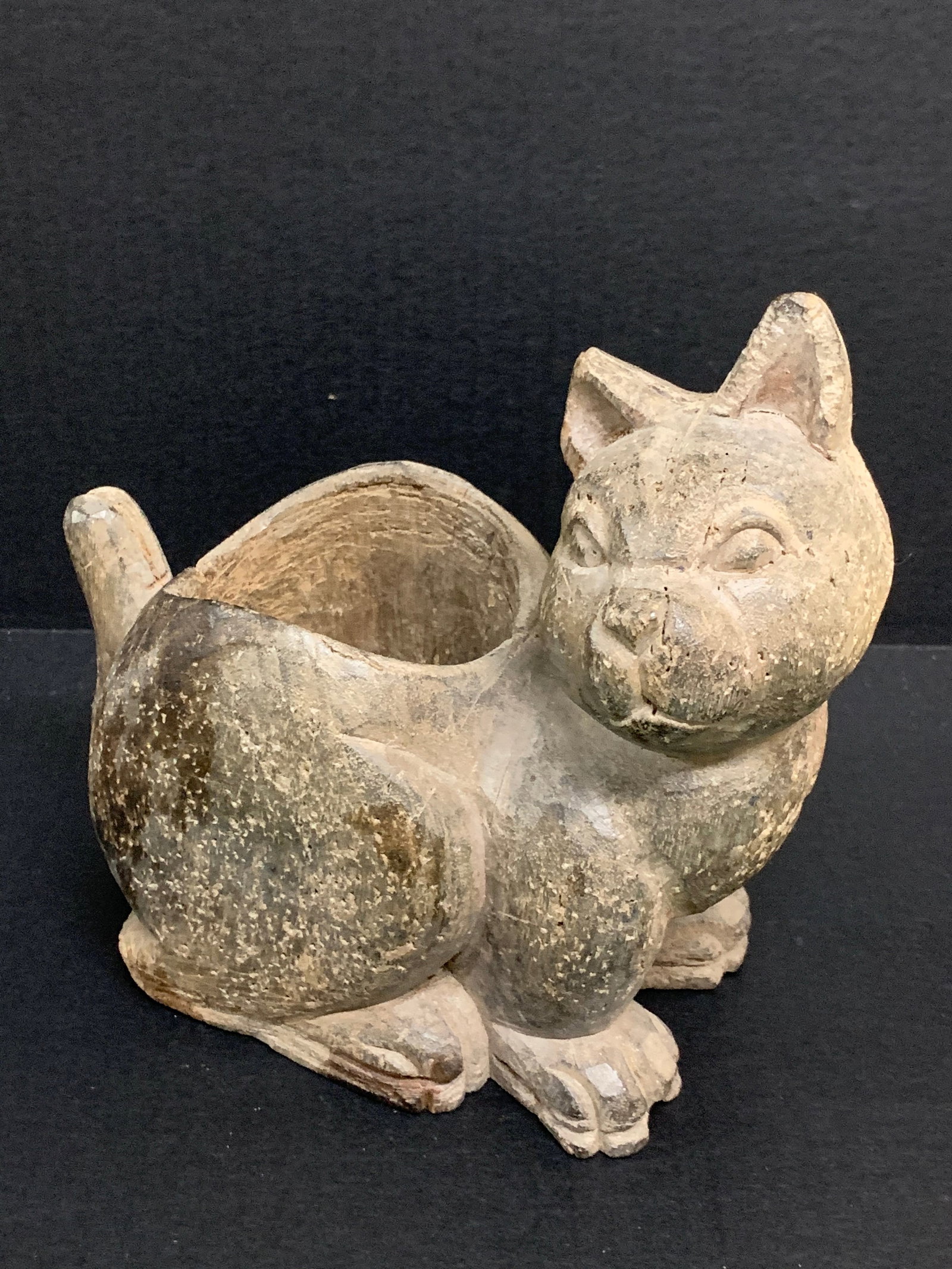 Carved Wooden Cat Sculptutre - 4