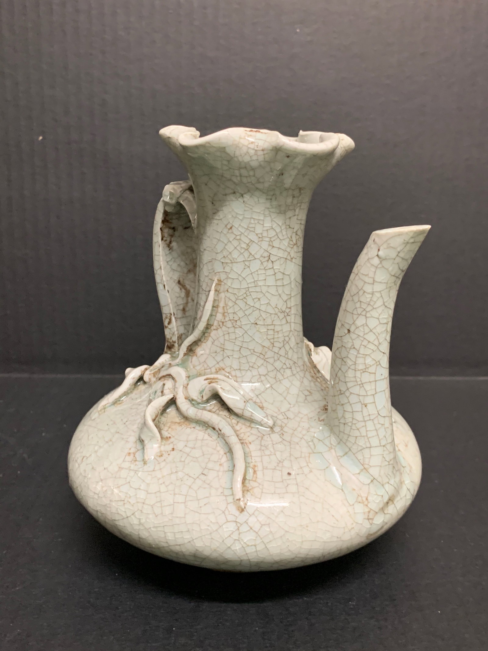 Chinese Art White Carckled Porcelain Water Pot - 2