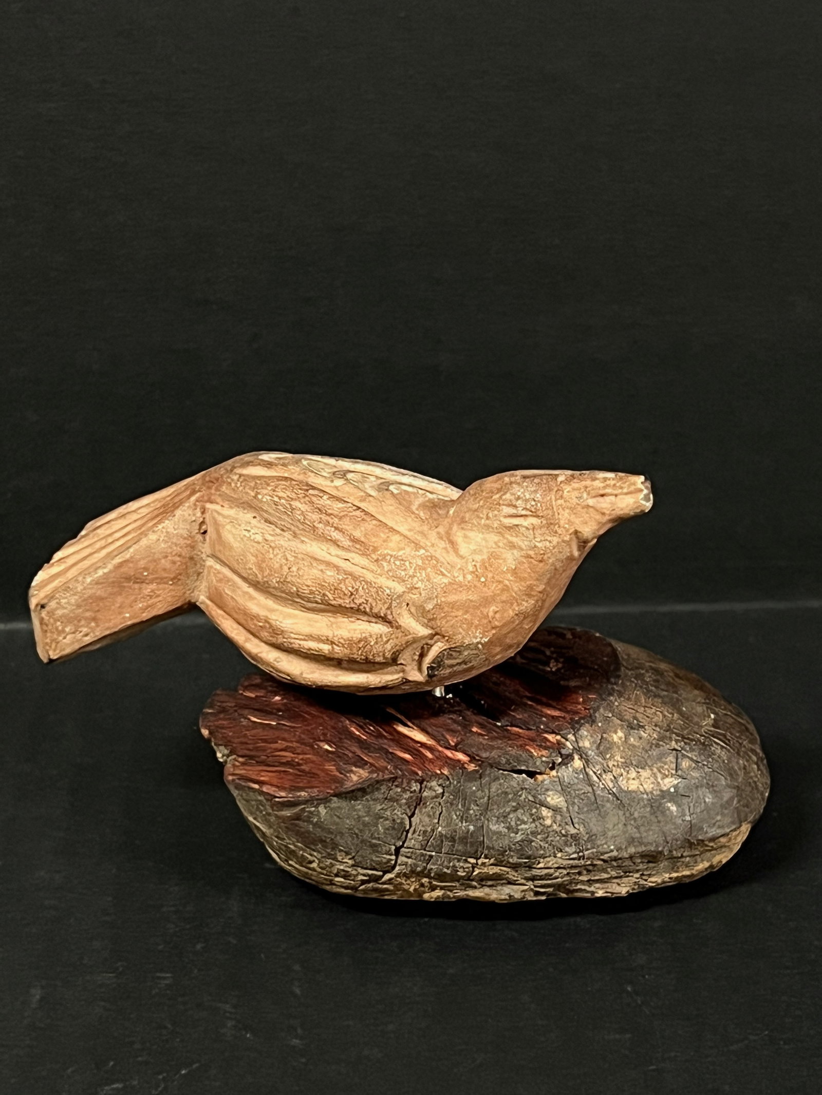 Carved Wood Holy Spirit Bird Sculpture: Title: Carved Wood Holy Spirit Bird Sculpture Description: Carved Wood Holy Spirit Bird Sculpture Date/Period: Late 20th Century Materials: Wood Size: 3" h x 3" w Reserve: $30.00 Shipping: Domestic: