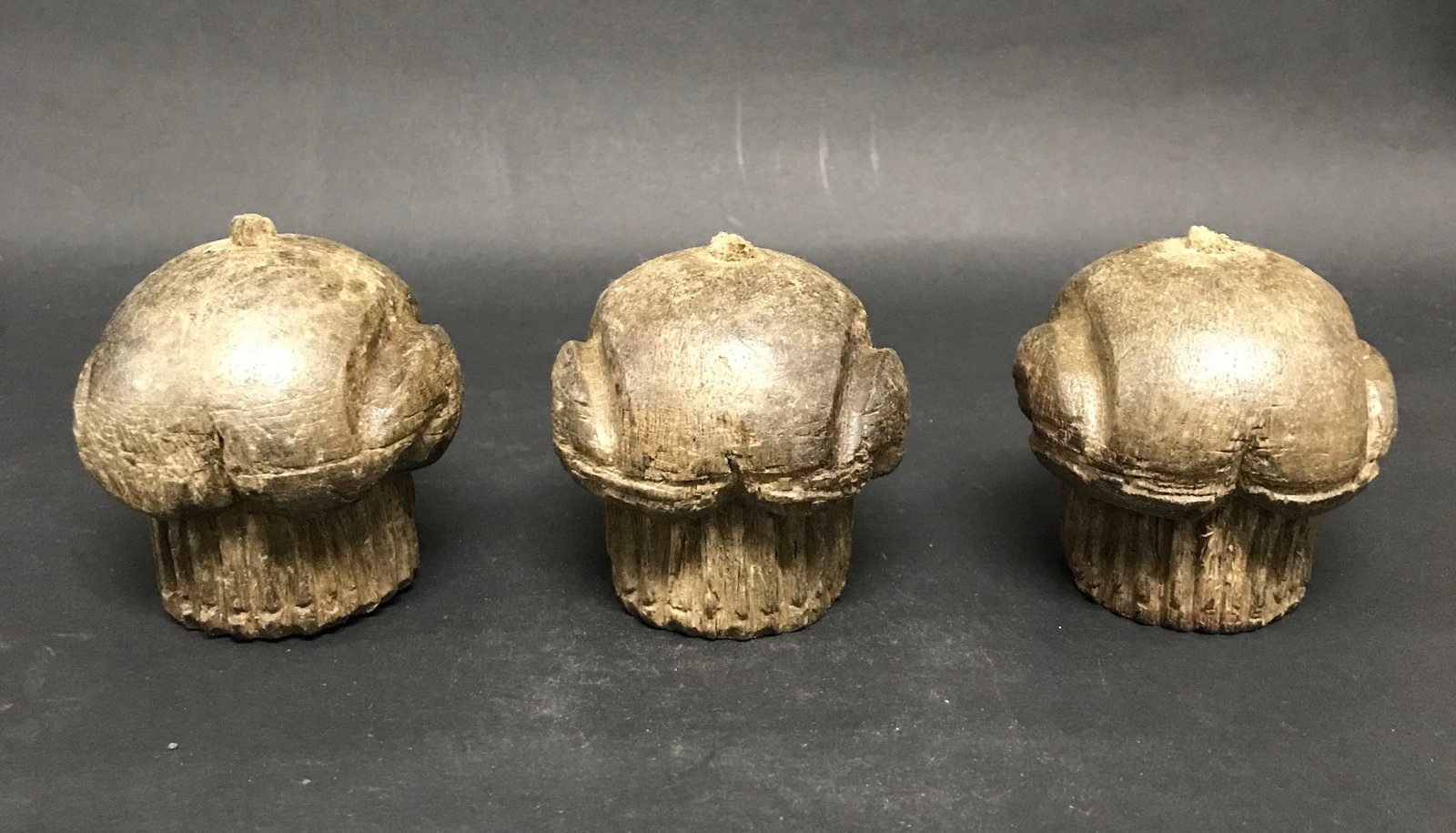 Carved Wood Cup Cakes Lot of 3 - 3