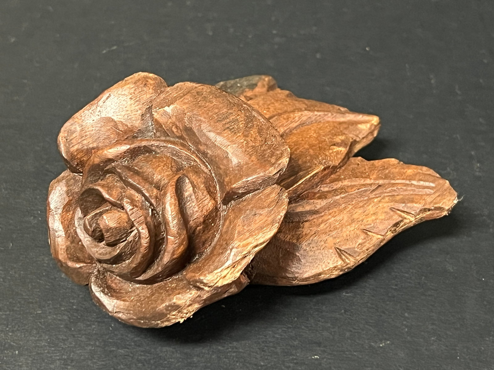 Carved Wood Rose Flower - 2