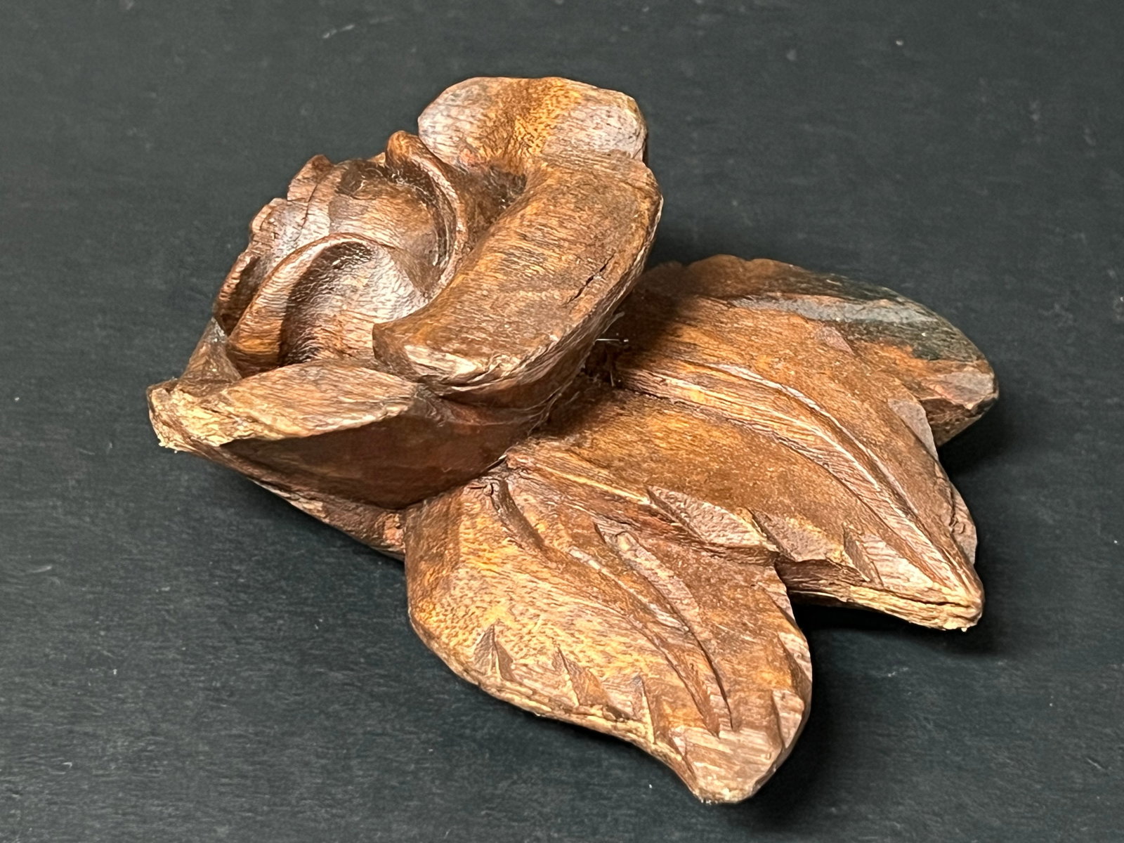 Carved Wood Rose Flower - 5