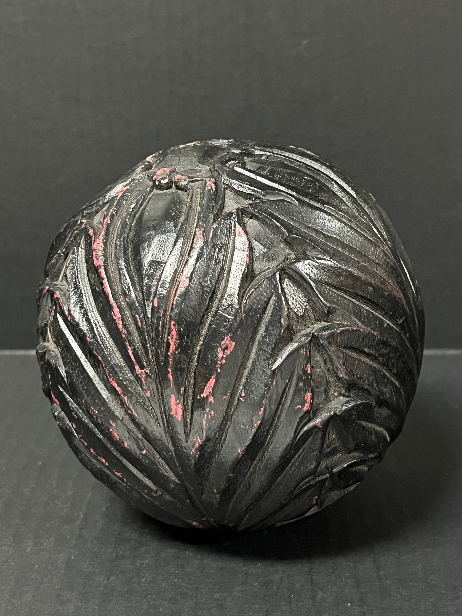 Carved Wood Ball Sculpture: Title: Carved Wood Ball Sculpture Description: Carved Wood Ball Sculpture Date/Period: Late 20th Century Materials: Wood Size: 5" h x 5" w Reserve: $40.00 Shipping: Domestic: Flat-rate of $20.00 to