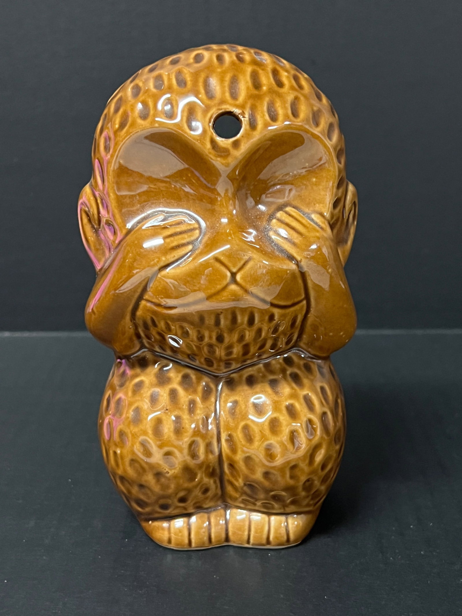 Ceramic Monkey Statue: Title: Ceramic Monkey Statue Description: Ceramic Monkey Statue Date/Period: Late 20th Century Materials: Ceramic Size: 6.5" h x 3.75" w Reserve: $40.00 Shipping: Domestic: Flat-rate of $20.00 to