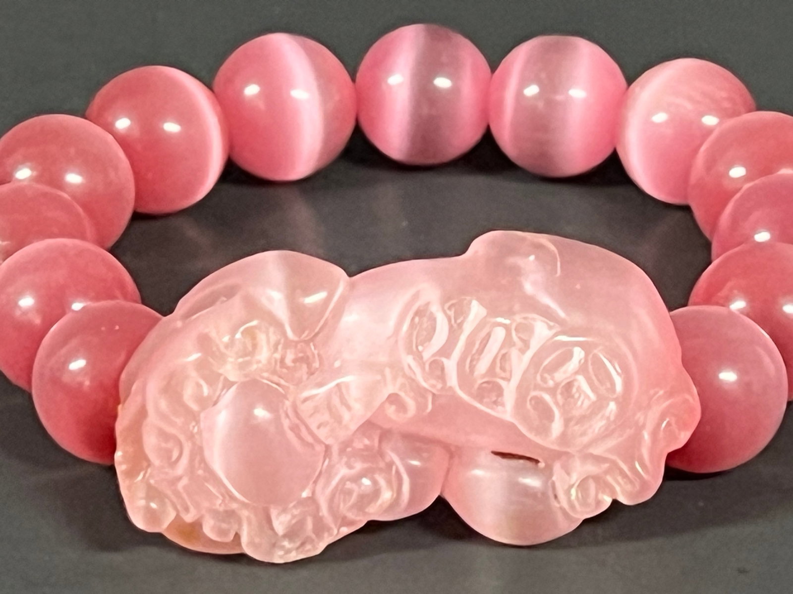 Carved Pink Beads Bracelet - 4