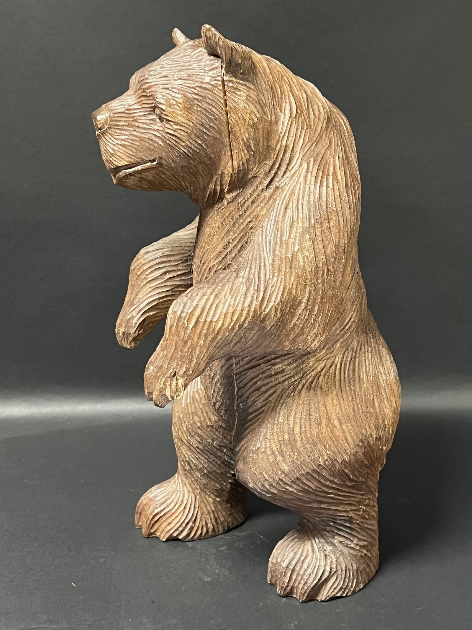 Large Carved Wood Bear Sculpture - 4