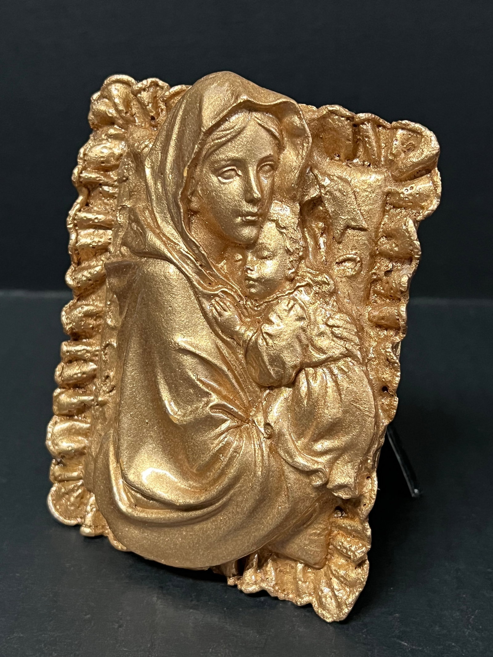 Volcanic Ash Fall Gold Painted Religious Icon - 3
