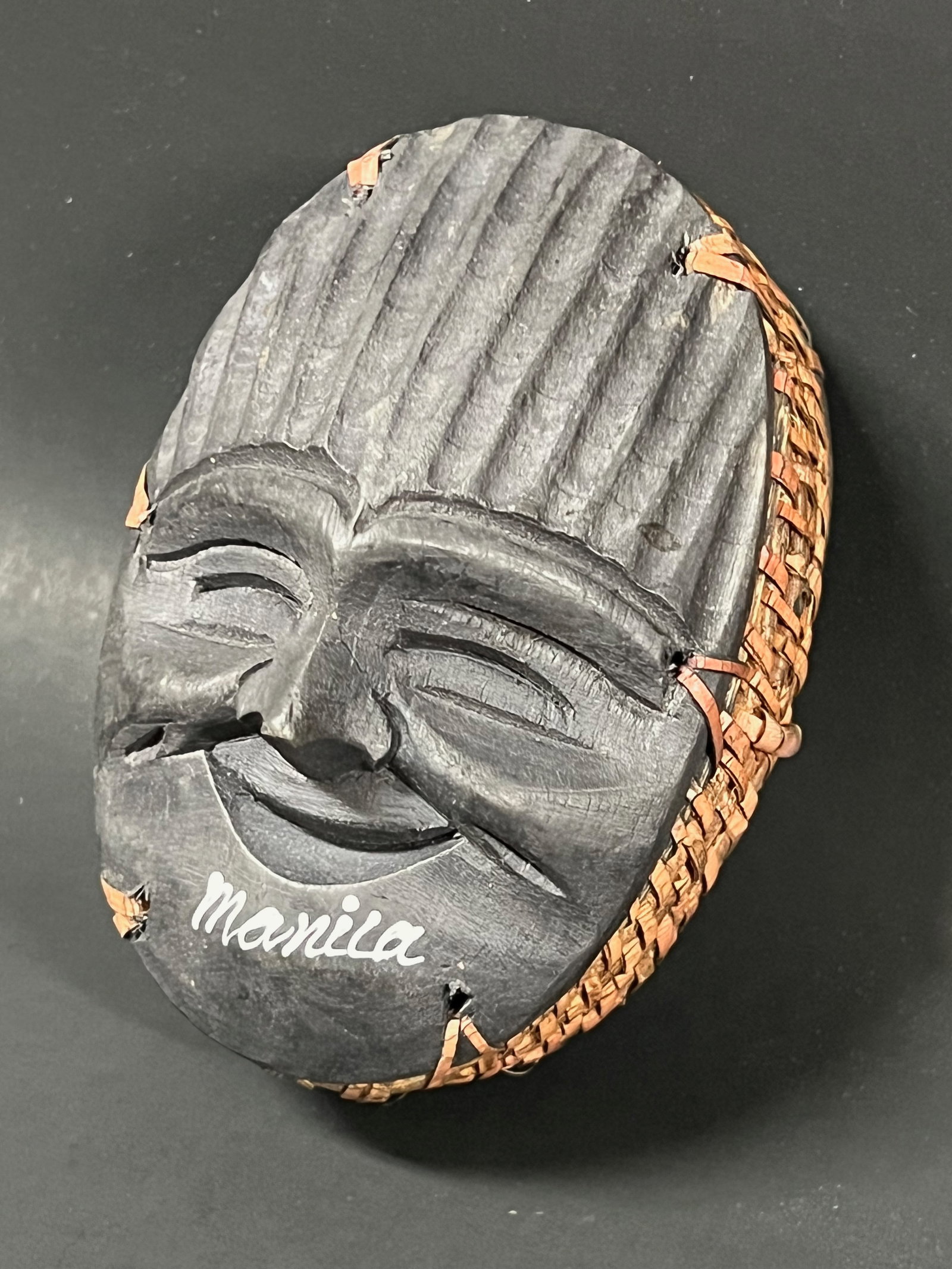 Carved Wood and Rattan Sun Face Box - 3