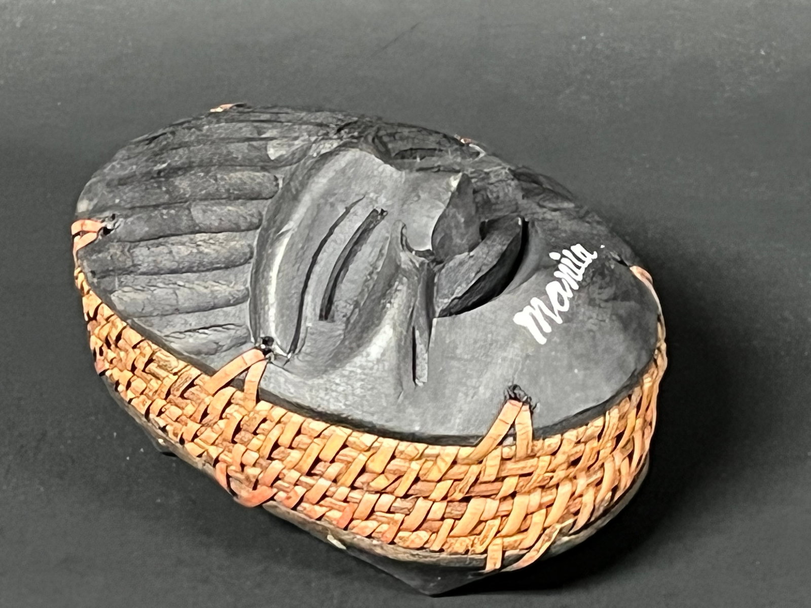 Carved Wood and Rattan Sun Face Box - 4