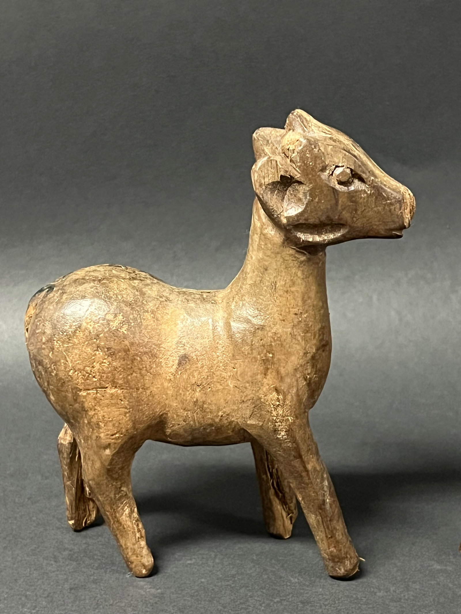 Carved Wood Pair of Deer Sculpture - 2