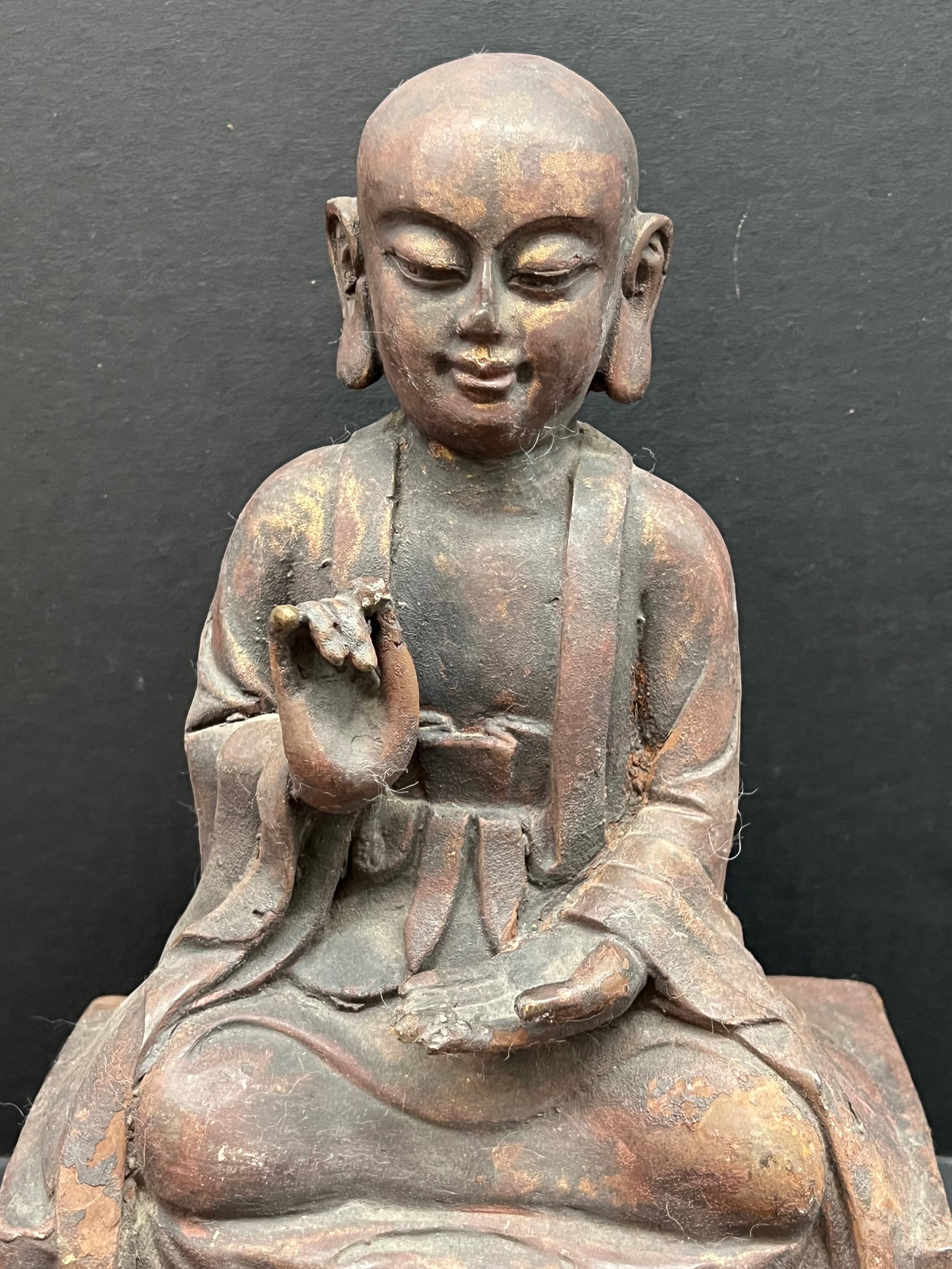 Vintage Chinese Art Cast Iron Buddha Sculpture - 2