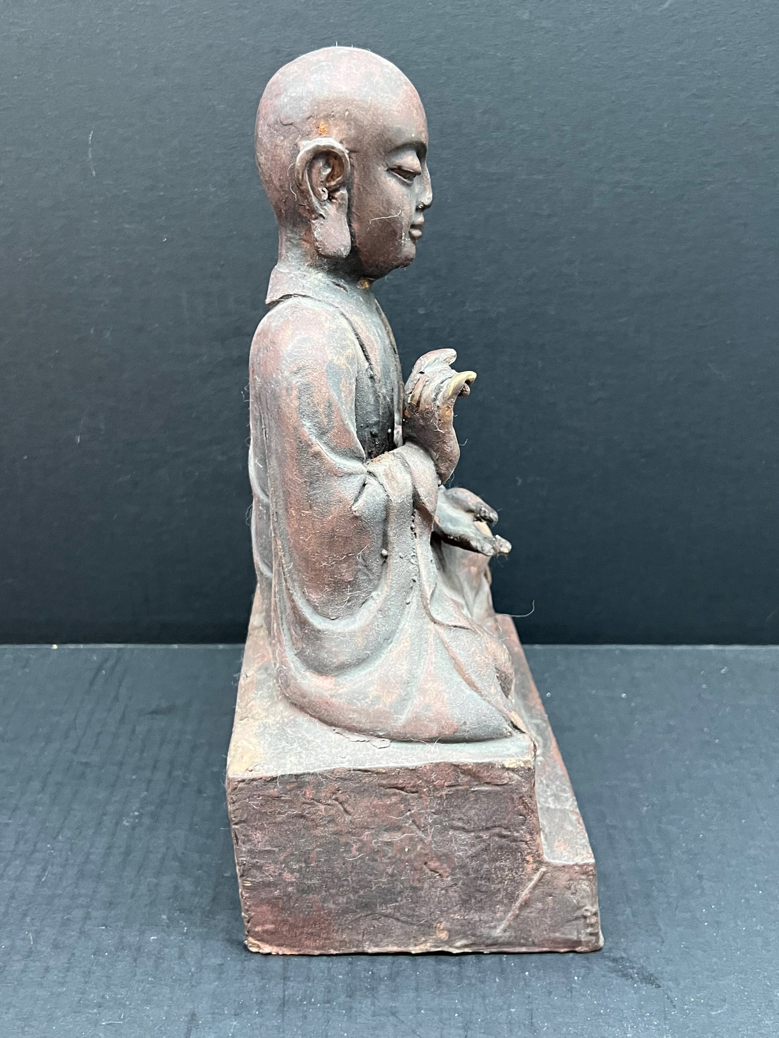 Vintage Chinese Art Cast Iron Buddha Sculpture - 6