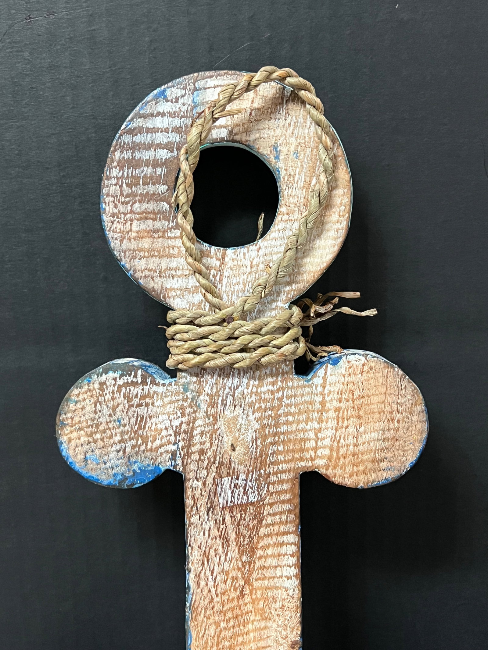 Carved Wood Painted Ship Anchor Sculpture - 8