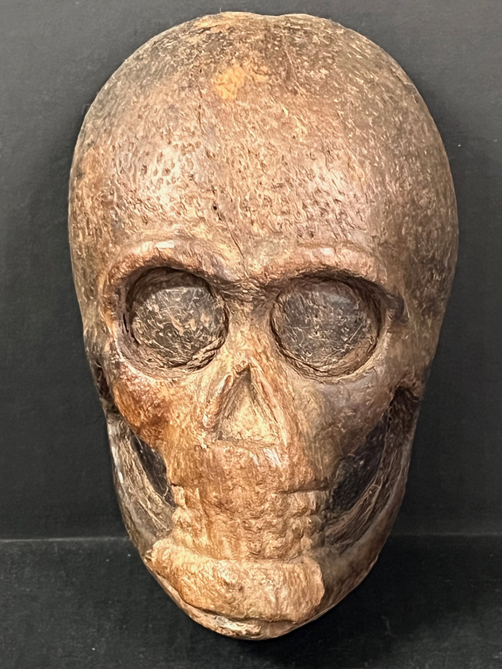 Carved Wood Skull Sculpture (1 of 7)