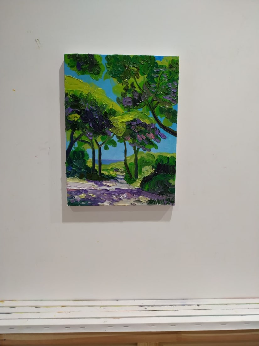 Oil painting Pine trees by the sea Nina L - 2