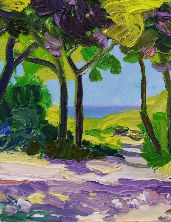 Oil painting Pine trees by the sea Nina L - 6