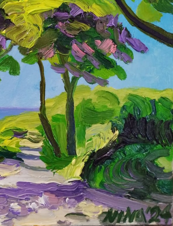 Oil painting Pine trees by the sea Nina L - 7