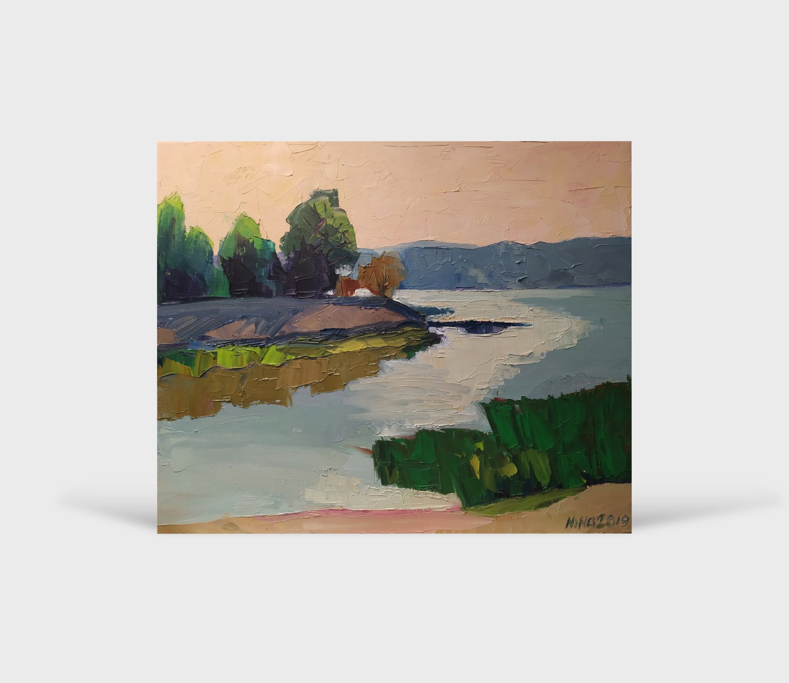 Oil painting Dnipro at sunset Nina L - 10