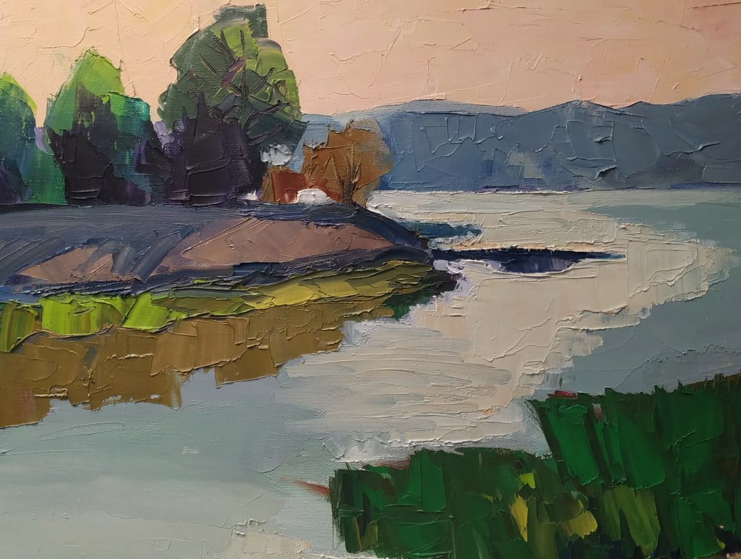 Oil painting Dnipro at sunset Nina L - 5